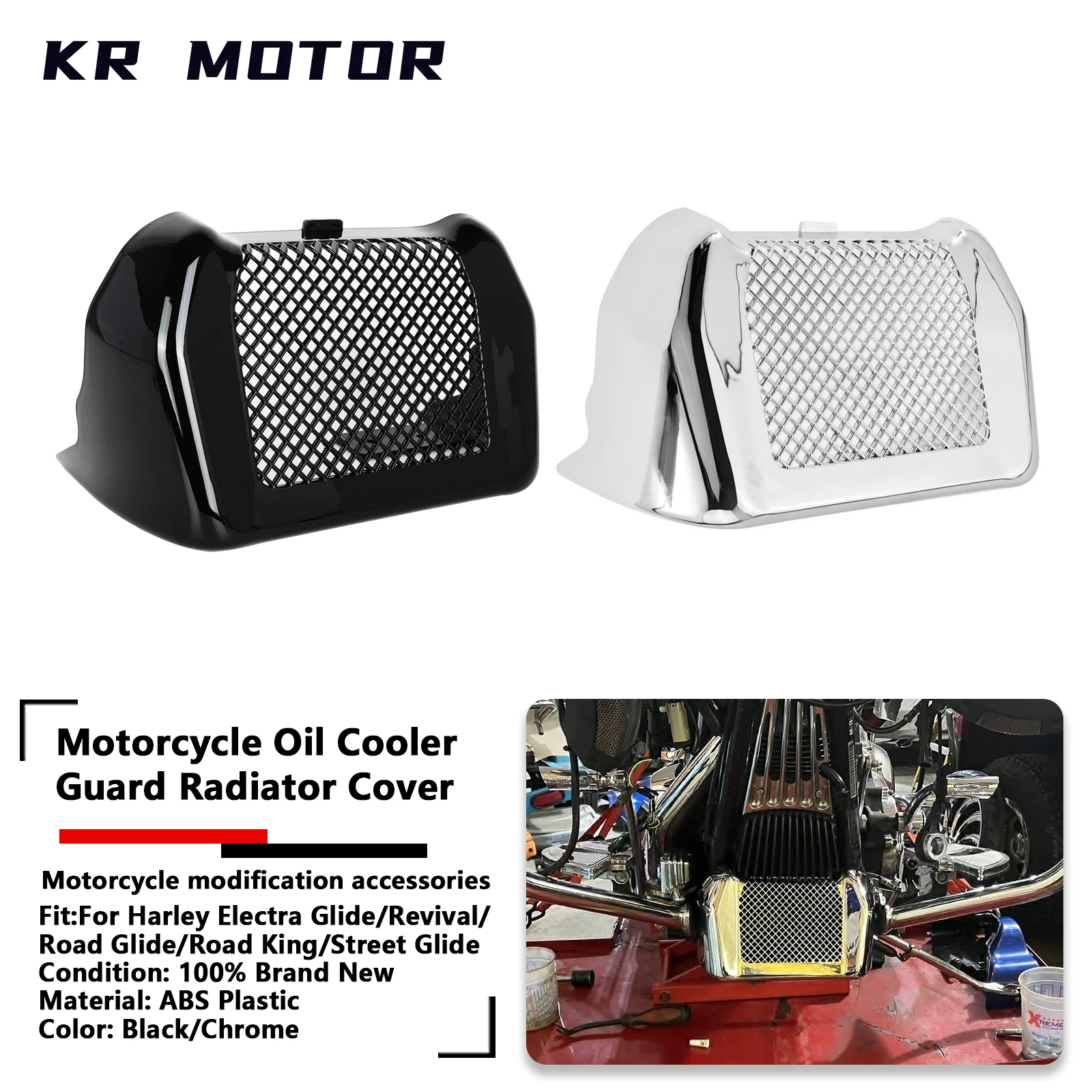 

Защитная крышка радиатора масляного радиатора мотоцикла подходит для Harley Touring Road King Street Glide Freewheeler FLHXS FLTRX FLHR 2017-2025