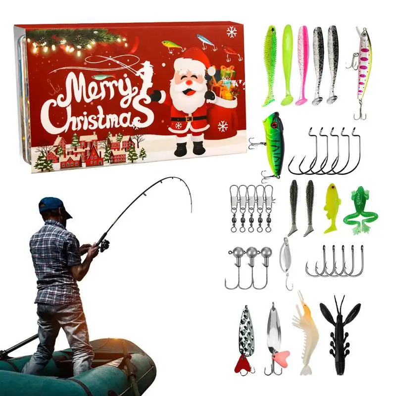 

Fishing Lures And Tackle Kit Christmas Bait Countdown Kit Fishing Baits Kit With Fishing Tackle Box For Adults Men Boyfriend