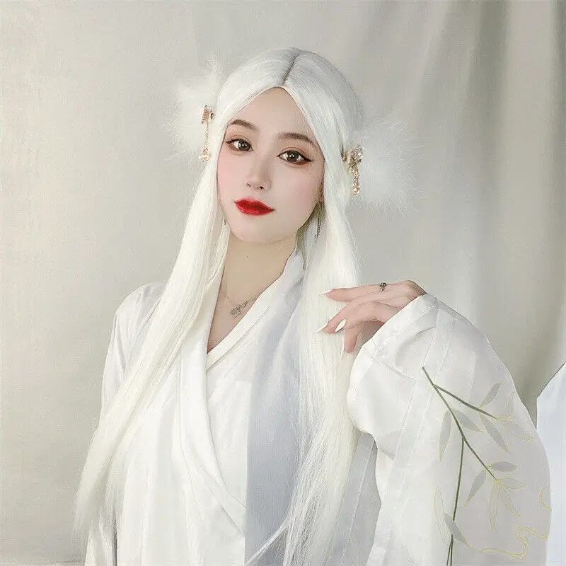 Pure White  Ancient Costume Modeling Long Hair