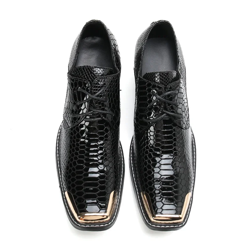 Classic Black Men Mid Heel Oxfords Shoes Business Office Big Size Formal Shoes Male Genuine Leather Wedding Party Dress Shoes