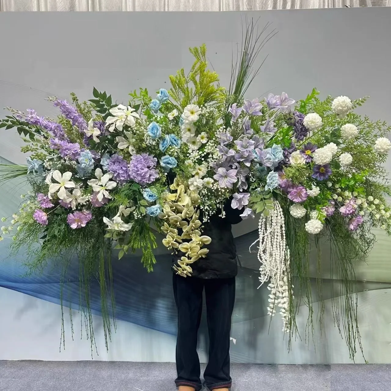 Mori finished product simulation flower row floral set auditorium stage road guide door hanging flowers wedding landscaping