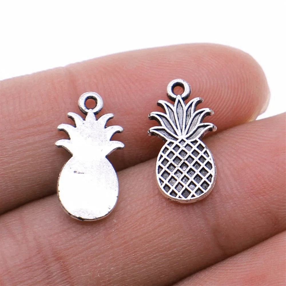 10pcs/lot 9x17mm Pineapple Charms For Jewelry Making Antique Silver Color 0.35x0.67inch