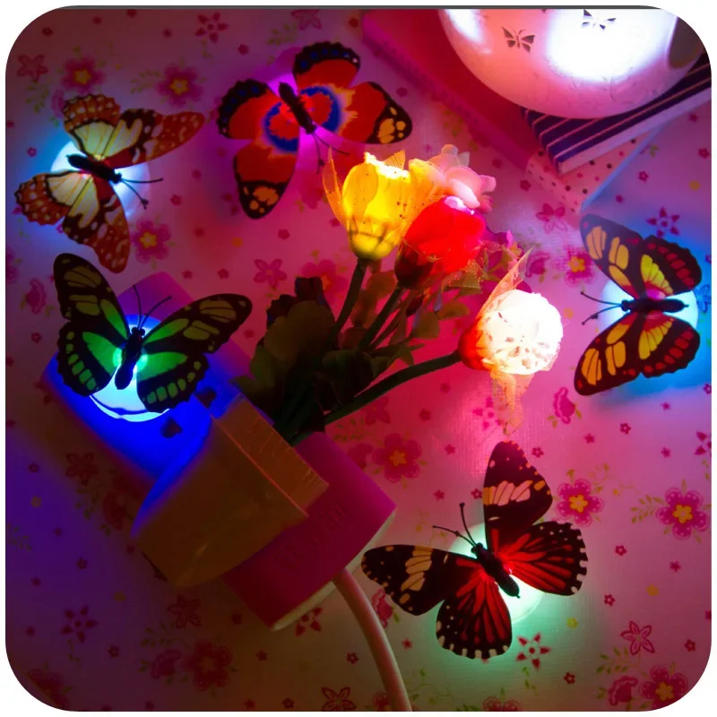 3D Butterfly Night Light Creative Toy Colorful Luminous Butterfly Night Light Paste Led Decorative Wall Lamp Small Play Decor