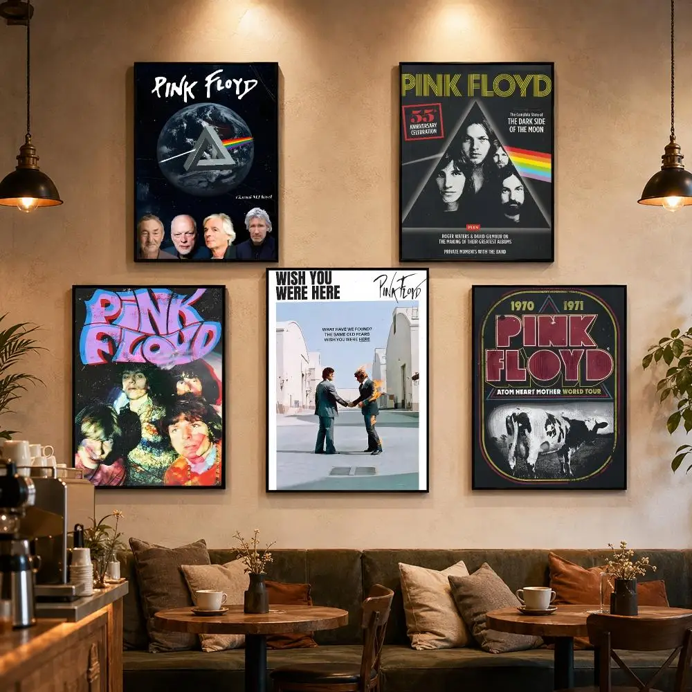 Rock Band Pink F-Floyd Poster Self-adhesive Art Waterproof Paper Sticker Coffee House Bar Dorm Room Wall Decor