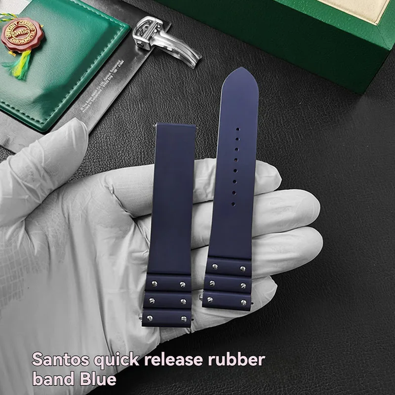 Correa de reloj de liberación rápida de 21mm para reloj Cartier con esfera de 39,8mm Santos WSSA0009 WSSA0017 serie WHSA0007, pulsera de goma para hombre