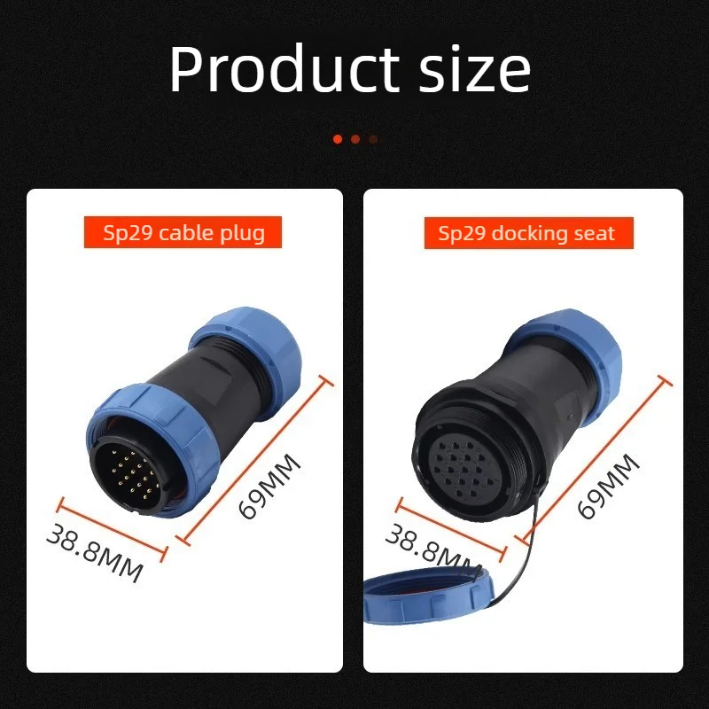SP29 waterproof aviation plug - 2/3/4/7/8/9/10/12/16/20/24/26-core round male-female plug