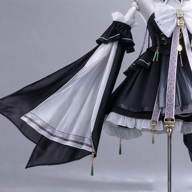 Wuthering Waves Lily The Young Perfumer Cosplay Game Costume Black White Lolita Dress With Wide Flowing Sleeves Hallowee Outfit view 5
