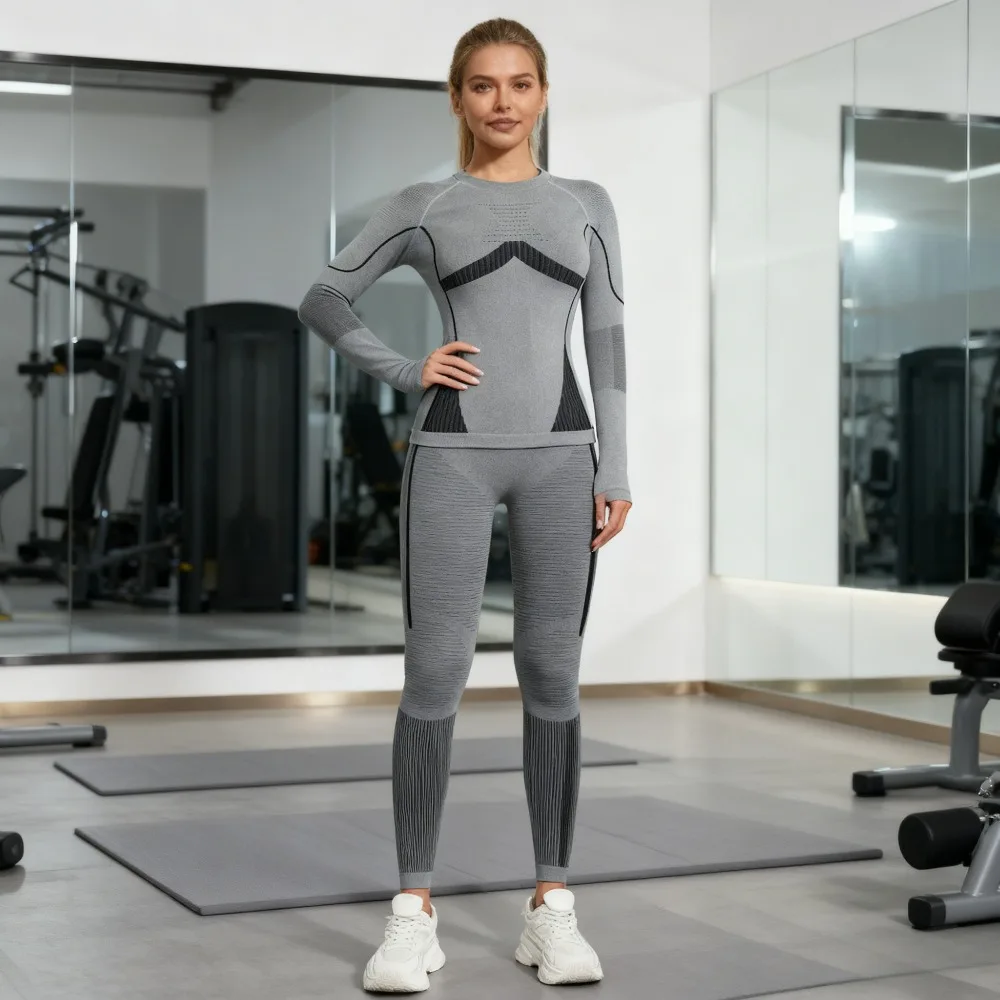 

Women's Winter Thickened Seamless Ski Base Layer Set Moisture-Wicking Quick - Dry Thermal Underwear for Training Fitness Sports