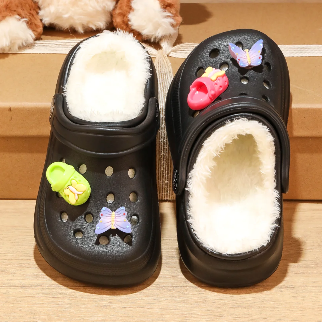 Kinder-Clogs und -Mules mit Fellfutter, leichte Garten-Schuhe mit Baumwollfutter, warme Hausschuhe für Jungen, Mädchen und Kleinkinder, 168. – Detail 19
