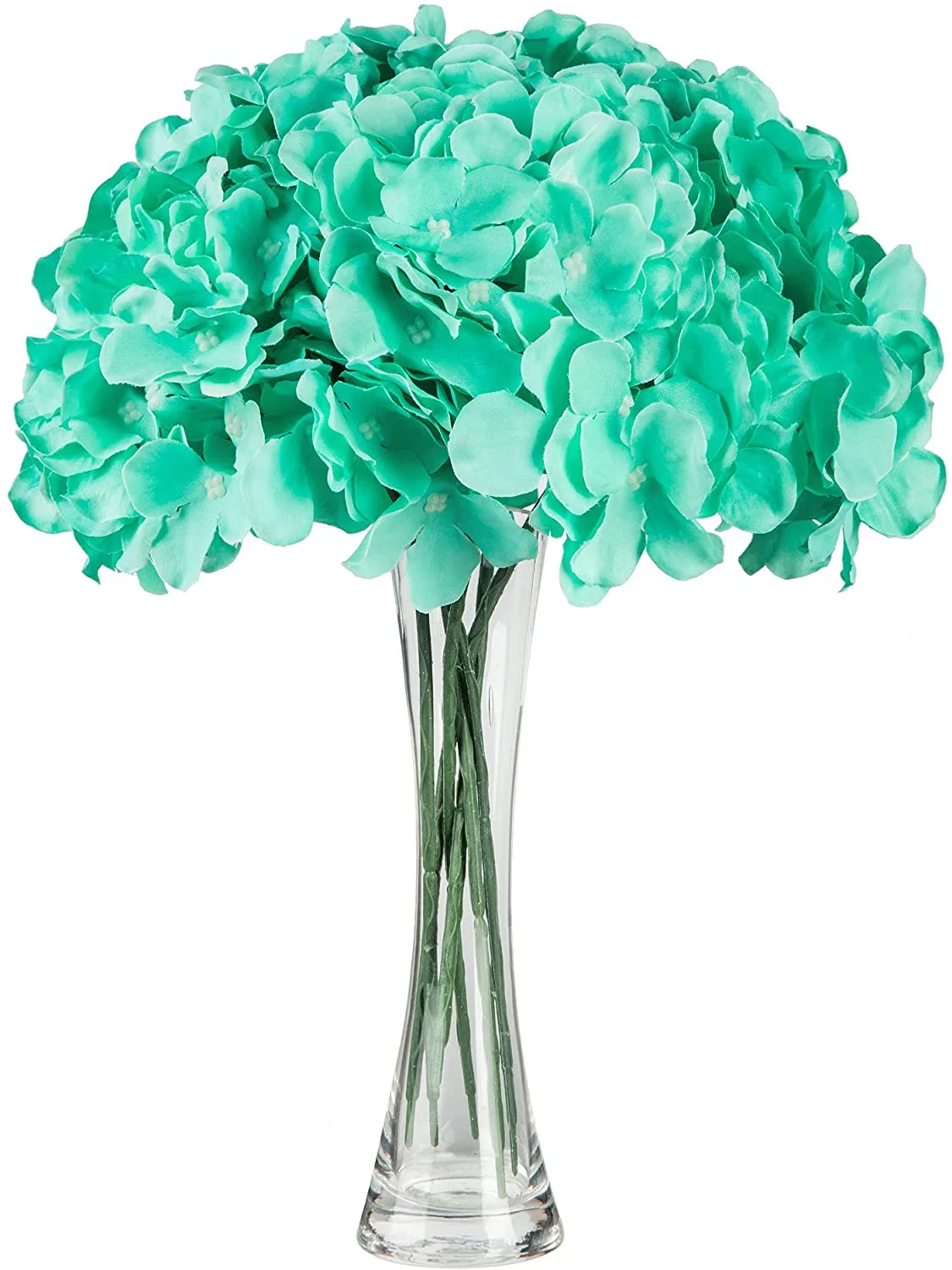 10pcs DIY Floral Artificial Silk Hydrangea Flower with Stems for Wedding Office Shower Decor Hotel Banquet Home Decor (Tiffany)