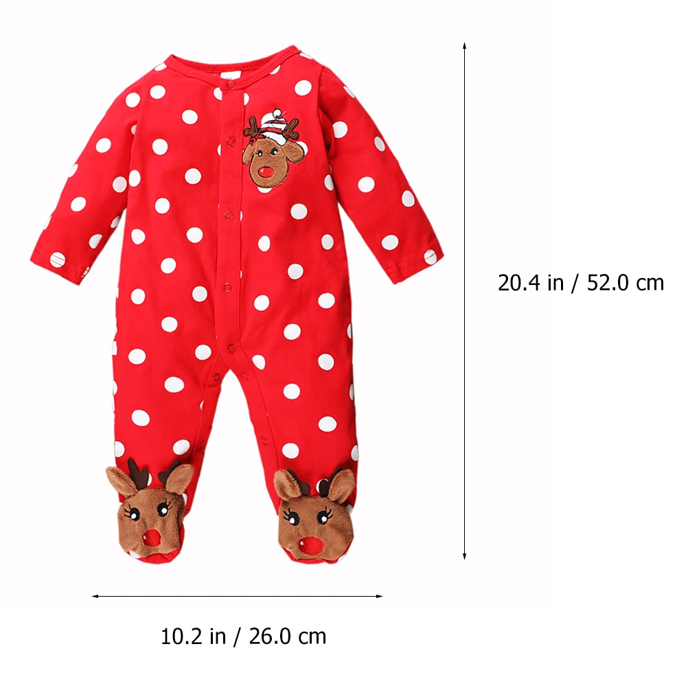 

1pc Christmas Deer Print Baby Jumpsuit Long Sleeve Toddler Romper Festive Warm Cotton Clothes For Newborns Kids (120 Characters)