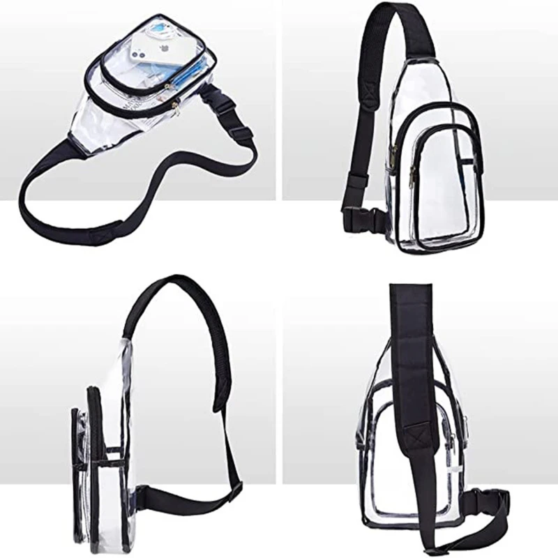 Sac à dos de poitrine en PVC transparent pour hommes et femmes, sac de grande capacité, mini sac polyvalent, décontracté, cyclisme, stade, voyage, taille