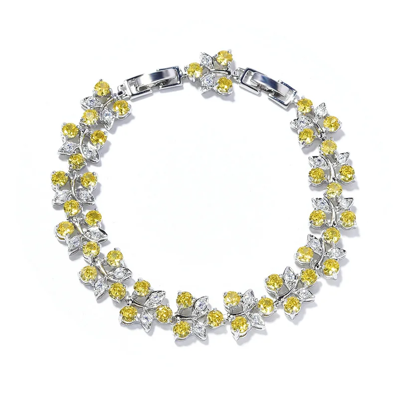 Gazing JewelryLight luxury fashion summer shine multi-color maple leaf bracelet women's clothing jewelry set wedding ball gift