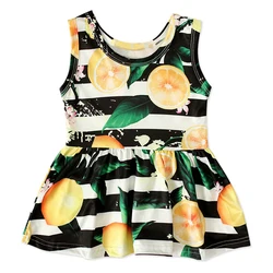 Summer Newborn Baby Girl Clothes 0 To 3 Months Fashion Lemon Print Sleeveless Cute Princess Toddler Dress Kids Dresses BC219
