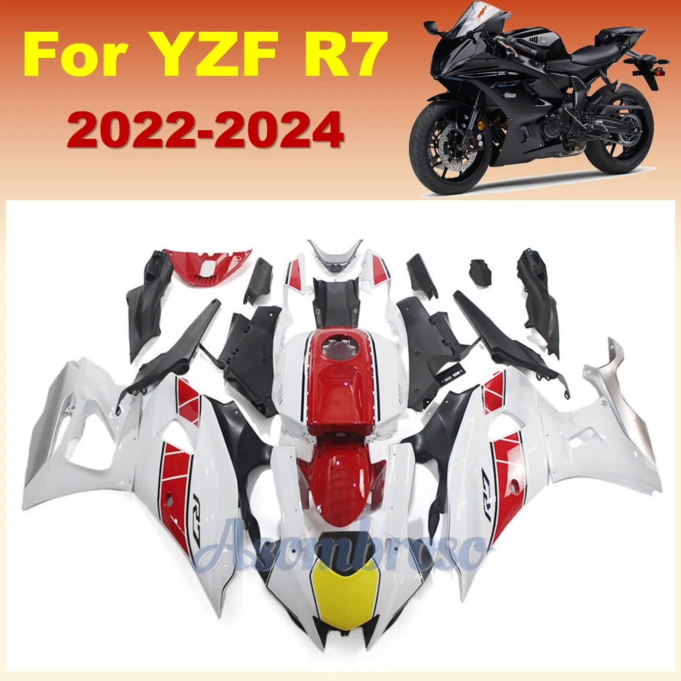 Complete Fairings Kit Fit for YAMAHA YZF R7 2022 2023 2024 YZF-R7 22 23 24 Sportbike Red White Body Change kits