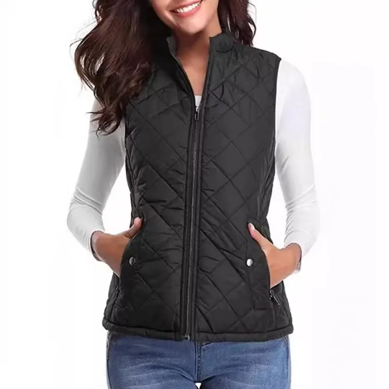 Women's Sleeveless Vest Jacket Cotton-Padded Warm Waistcoat Winter Fashion Stand Collar Unisex Coats Casual Clothing