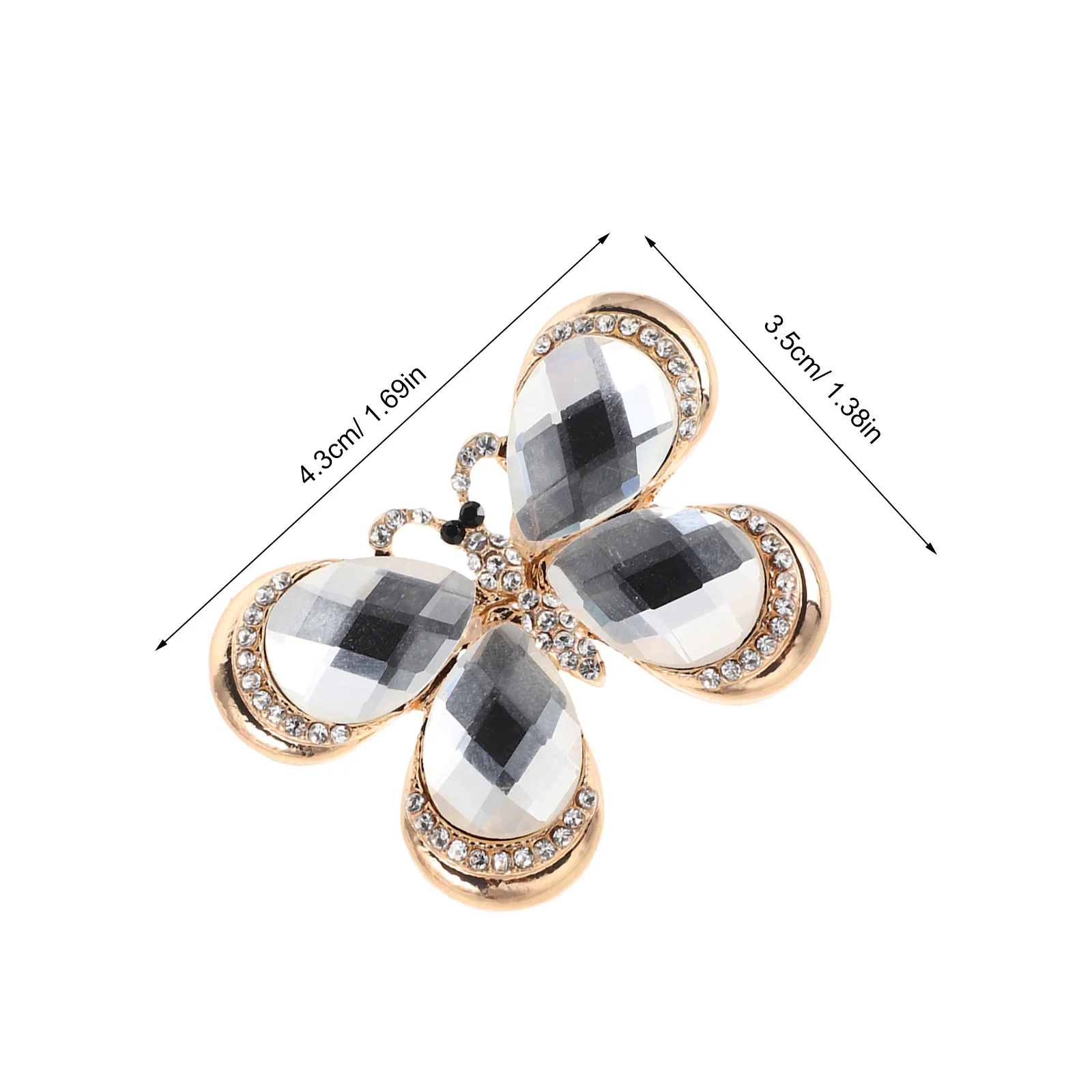 2개 크리스탈 라인스톤 나비 브로치 빈티지 합금 라펠 핀 스카프 배지 액세서리 여성용 드레스 코트