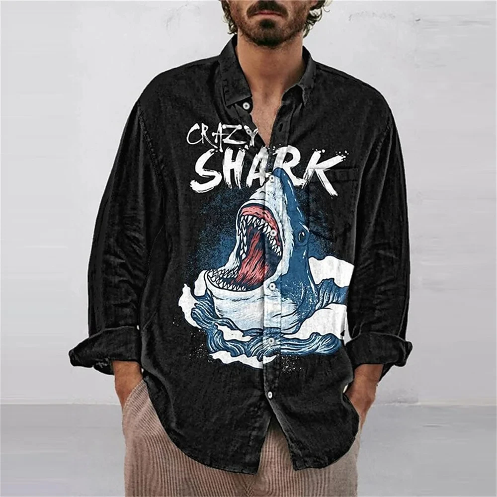 Animals Graphic Shirts Tiger 3D Printed Men Shirt Casual Fashion Long Sleeves Shirts Lapel Button Tops Oversized Unisex Clothing