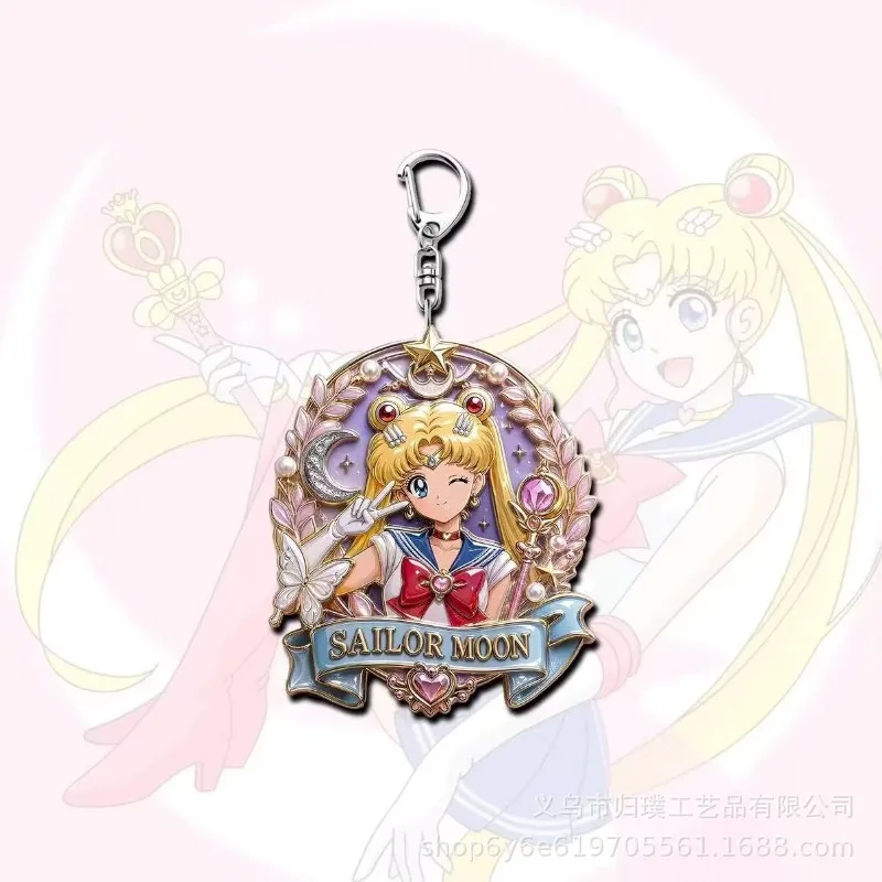6PCS Sailor Moon Anime  Keychain Cartoon Character  Backpack Hanging Ornament Collectible Decorative Fan Gift view 2
