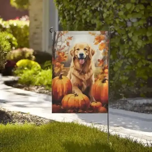 Fall Golden Retriever double sided garden flag 12