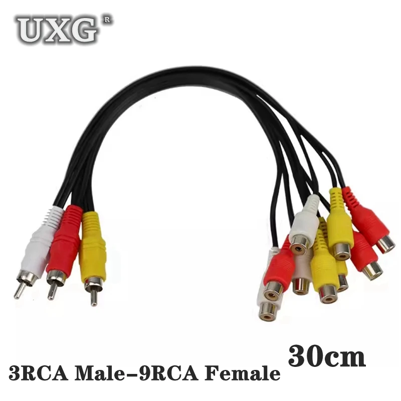 Audio Video AV Adapter Cable for TV DVD Player Video 3 RCA to 6 RCA 9RCA Male Female Plug Splitter Splitter HD-TV RCA Cable 30cm