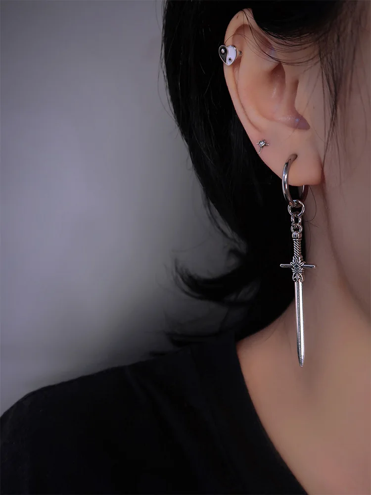 2024 New Long Sword Earrings Vintage Alloy For Men And Women Jewelry Party Gifts