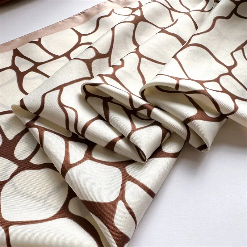 90*90cm Korean Popular Silk Scarf Women Shawls Fashion Bandannas Print Sunscreen Kerchief Luxury Square Scarves Ribbon Hairband