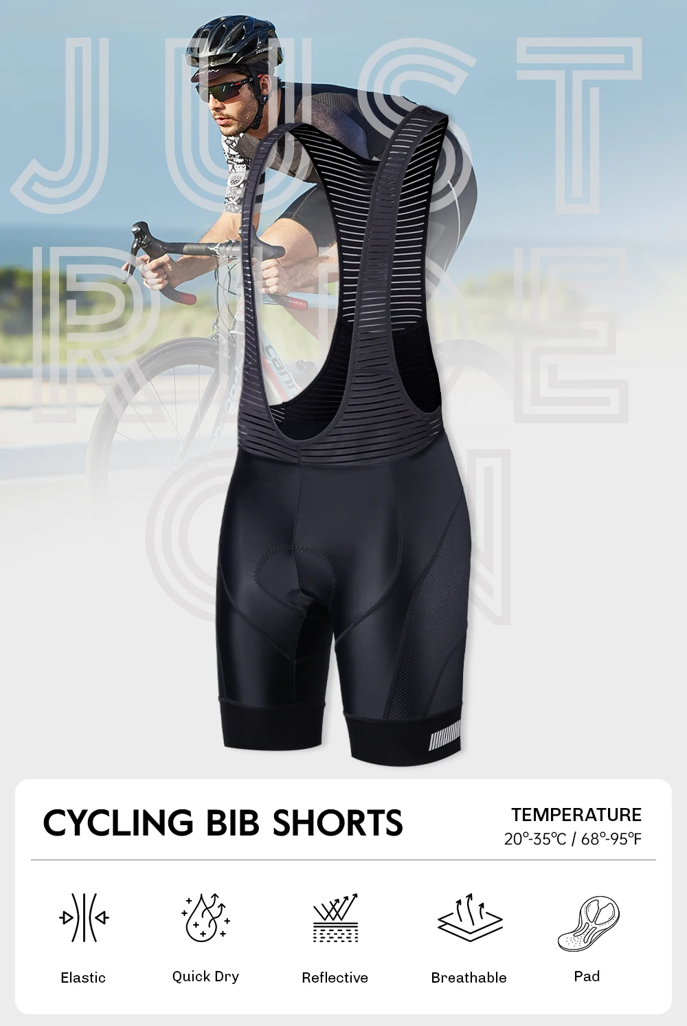 RION Herren Radsport-Trägerhose Gepolsterte Tights Rennrad MTB Fahrradbekleidung Atmungsaktive 5H Reithose Outdoor-Sportausrüstung – Detail 1