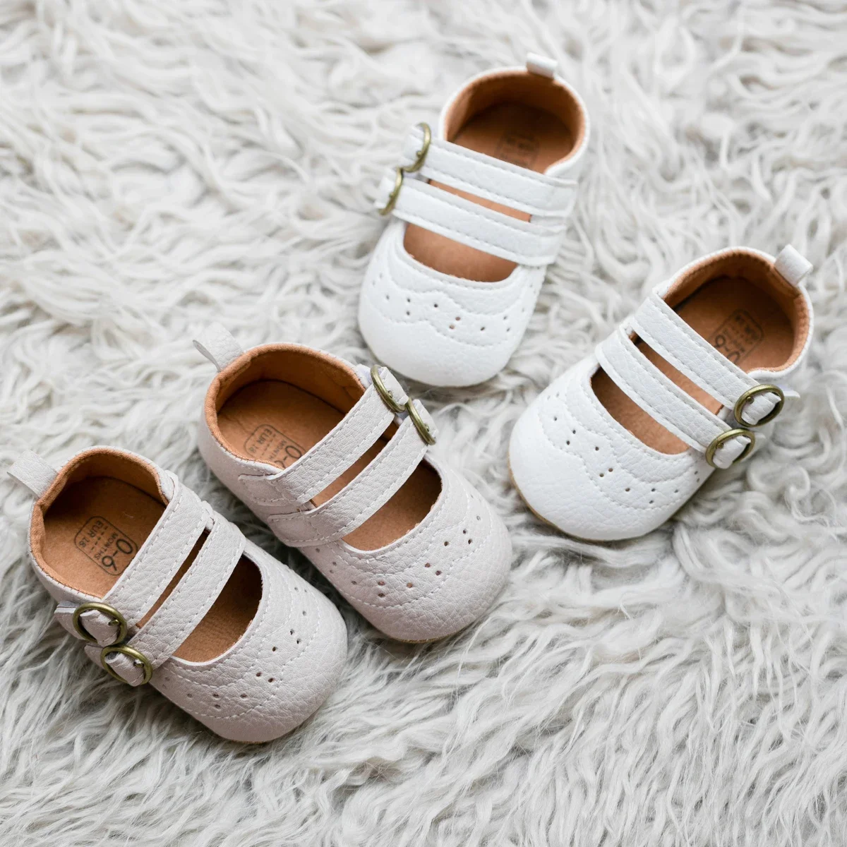 

Newborn Baby Girls Classic Vintage Leather Toddler Princess Group Shoes Soft Non-slip Soles First Toddler Shoes 0-18 Months