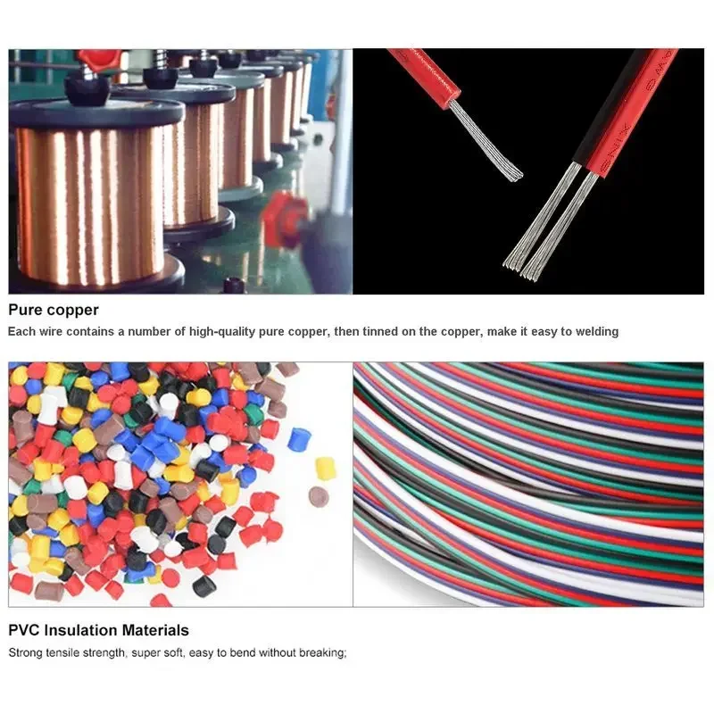 2 Pin Electrical Cable 22AWG 20AWG 18AWG SM JST Connector Tinned Copper Wires 2pin Wire For 3528 2835 LED Strip Lights Driver