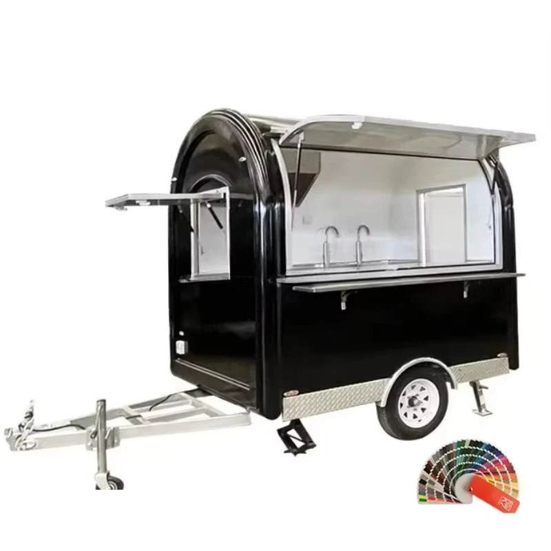 Retro Round Coffee Food Trailer Ice Cream Donut Snack Truck With Espresso Machine Vintage Mobile Cart for Sale