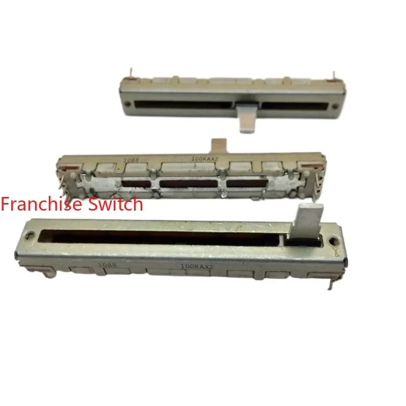 10PCS 60Mm Straight-slip Potentiometer, Dual-channel A100K Shaft Length 10mm 8Feet