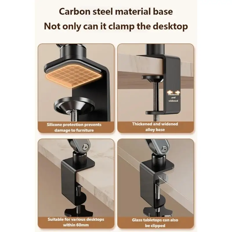 

652F Adjustable Reading Stand with 20Inch Height Foldable Desk Clamp for Books and Tablets Up to 13Inches Aluminum