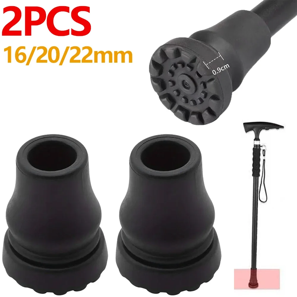 

2pcs Walking Stick Bottom Pads 16/20/22mm Crutch Cane Bottom Cover Non-Slip Walking Pole Tips Replacement Crutch Accessories