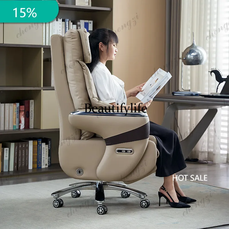

M182 Smart Electric Genuine Leather Executive Office Chair - Massage Ventilation CEO Chair for Daytime Rest and Work Furniture