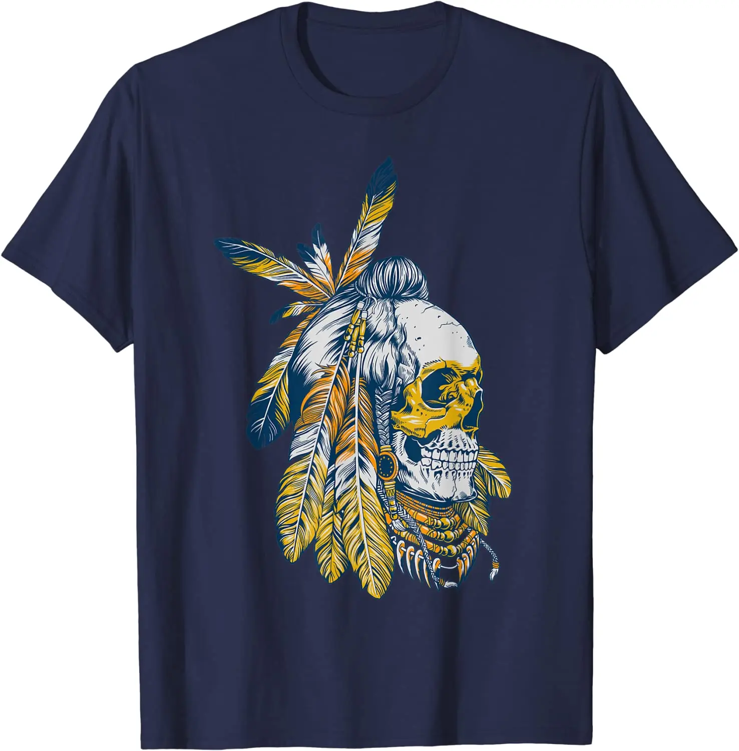 American Motorcycle Skull Native Indian Eagle Chief Vintage T-Shirt Streetwear Harajuku Cotton Daily Four Seasons Men T Shirt