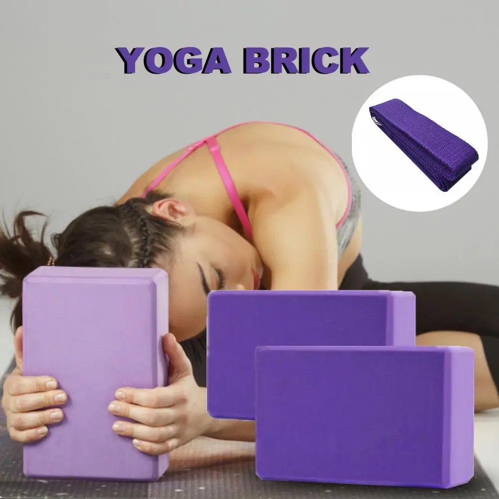 EVA Yoga Block Yoga Brick Aid Balance With Stretching Strap Set Gym Body Shaping Exercise Fitness Foam Brick Essentials Set