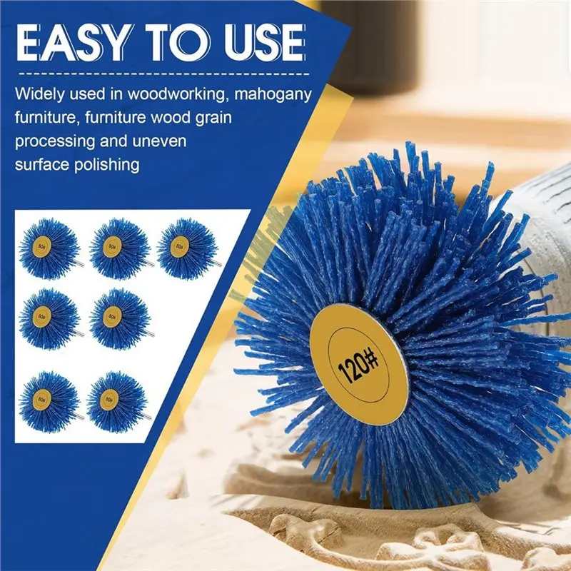 ABVJ-For Rust Paint Removal 7 Pcs Nylon Wheel Brush Set, 1/4
