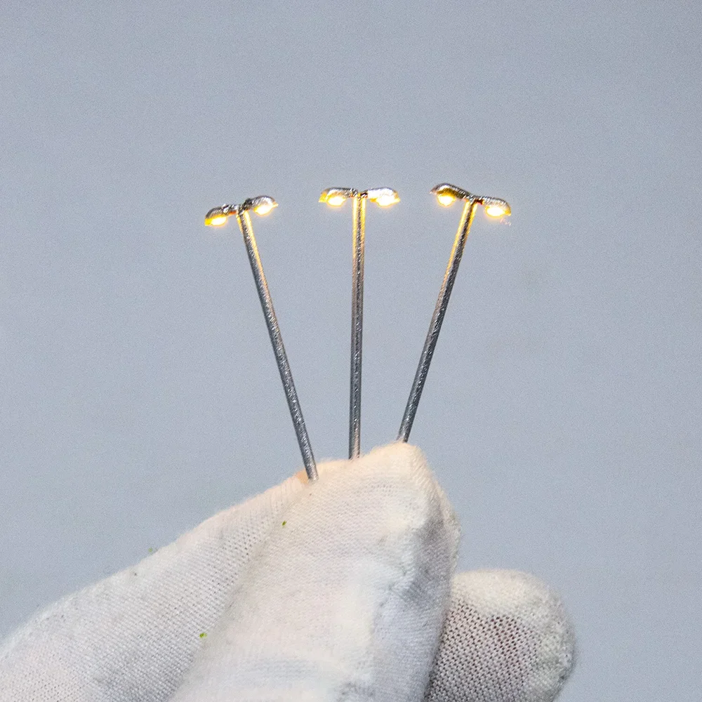 Lampe LED Miniature en métal, 3 pièces, 3V 1/500, Double lumière, aménagement de construction d'architecture, matériaux de fabrication de modèles pour Diorama, bricolage
