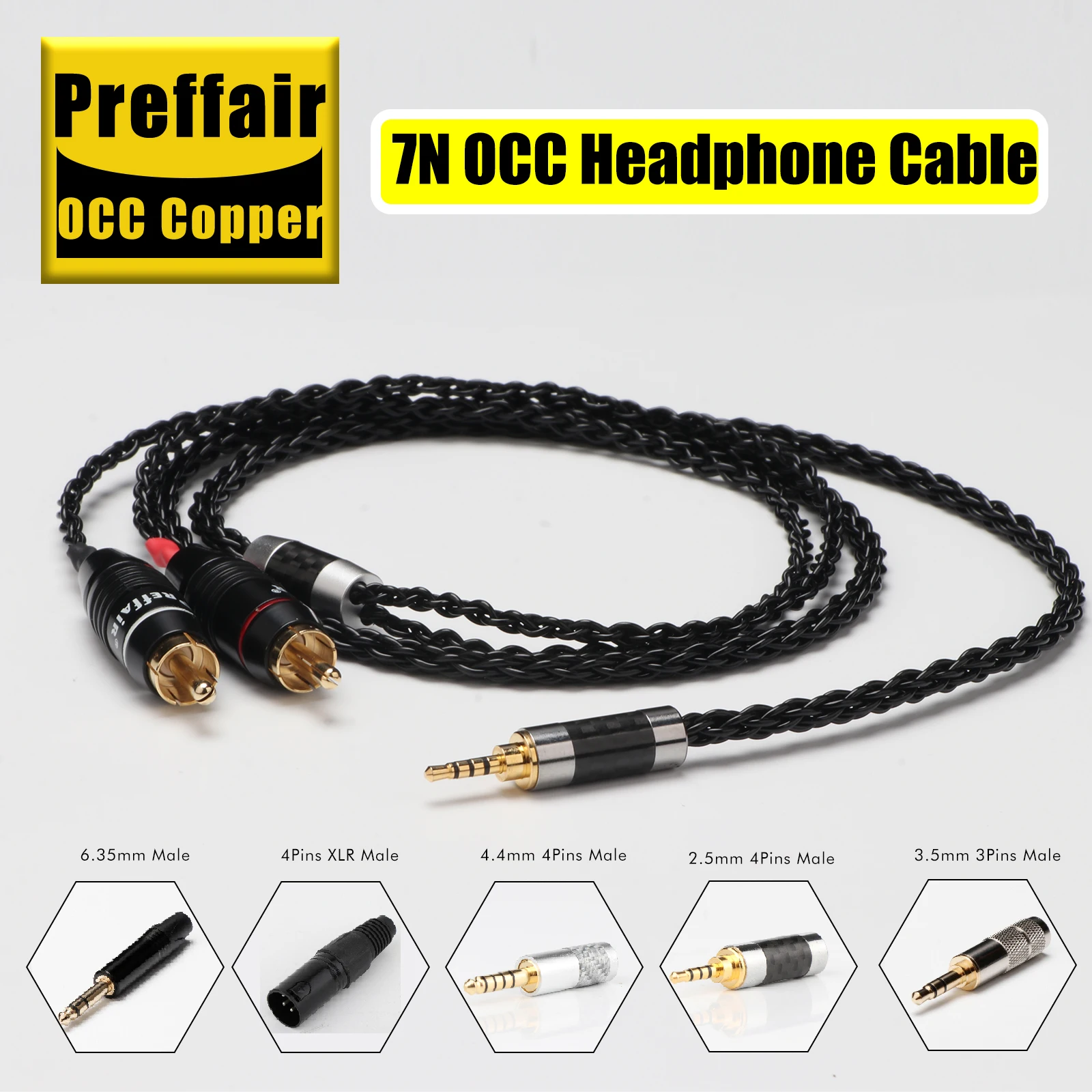 Preffair 2,5/4,4/6,35 mm/4-poliges XLR-auf-2-RCA-Stecker-Splitter-Audiokabel E516 OCC versilbertes Kabel für Ipad/Player/DAC – Detail 3
