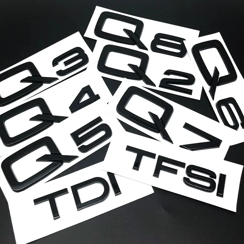3D ABS Car Rear Trunk Badge Decal Sticker Emblem For Q2 Q3 Q4 Q5 Q6 Q7 Q8 TDI TFSI Accessories