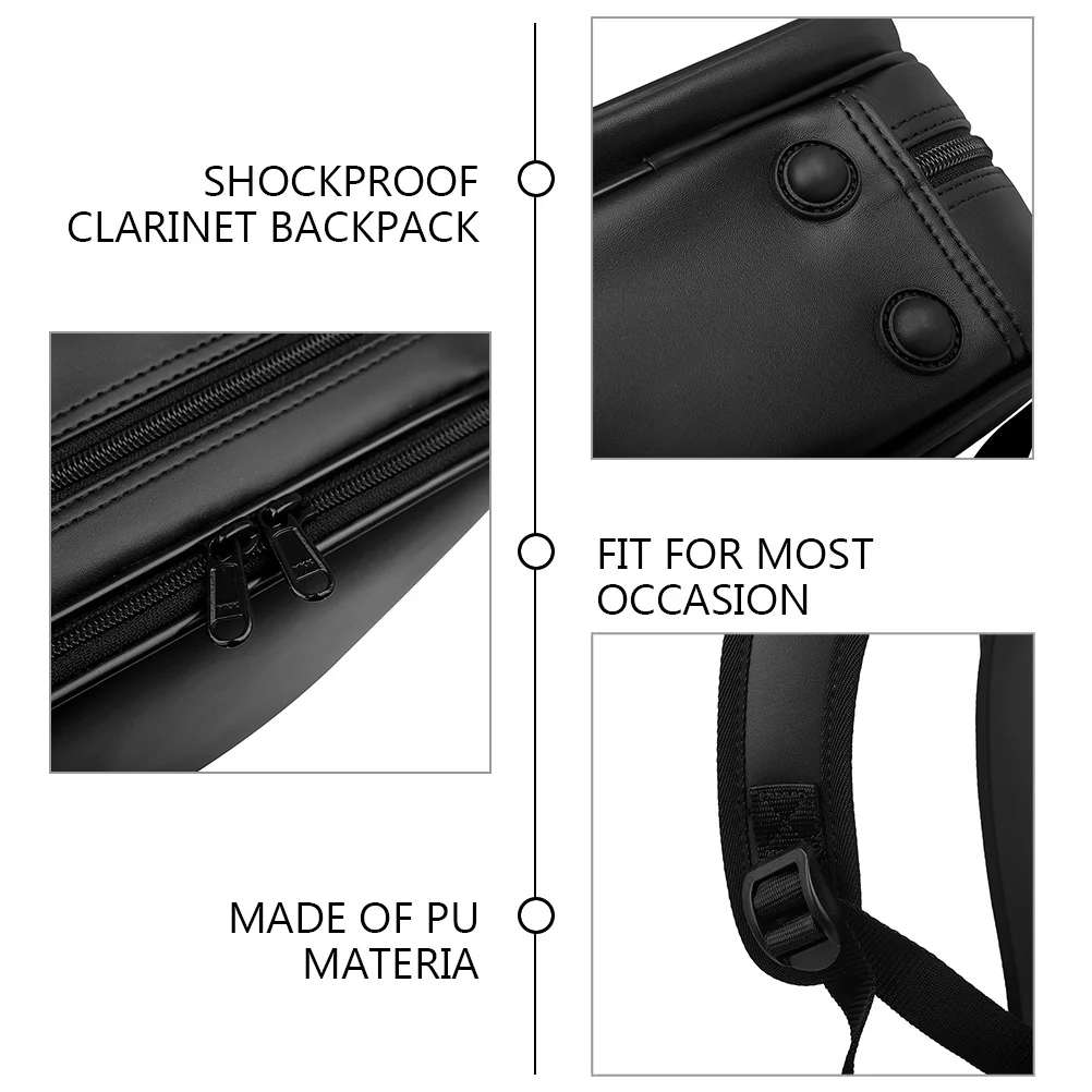 Clarinet Backpack Containers Pu Backpacks Pouch Instrument for Case with Zipper Square Box Music