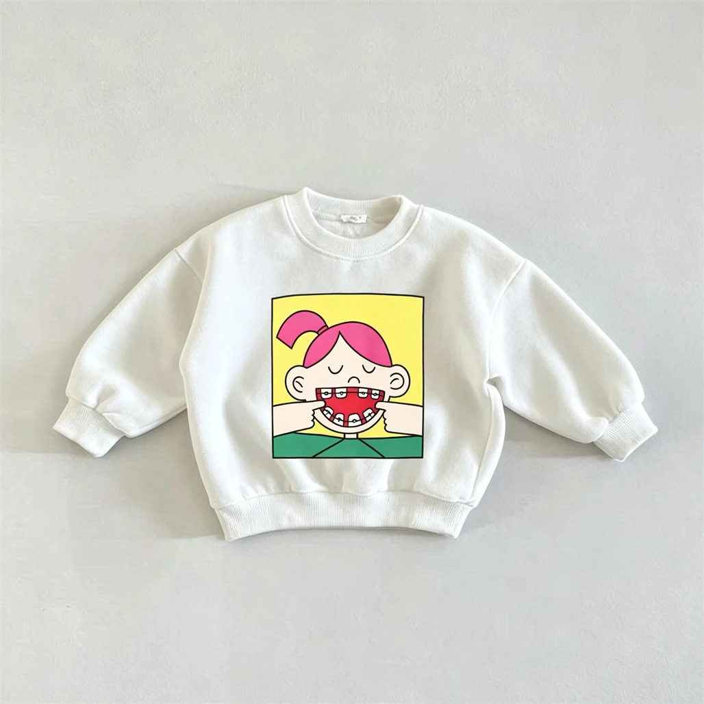 Doppelseitig bedruckter Kapuzenpullover für Kinder, Frühling und Herbst, langärmelige Oberteile, lockere, lässige Sportkleidung, Sweatshirts mit Rundhalsausschnitt für Kleinkinder – Detail 2