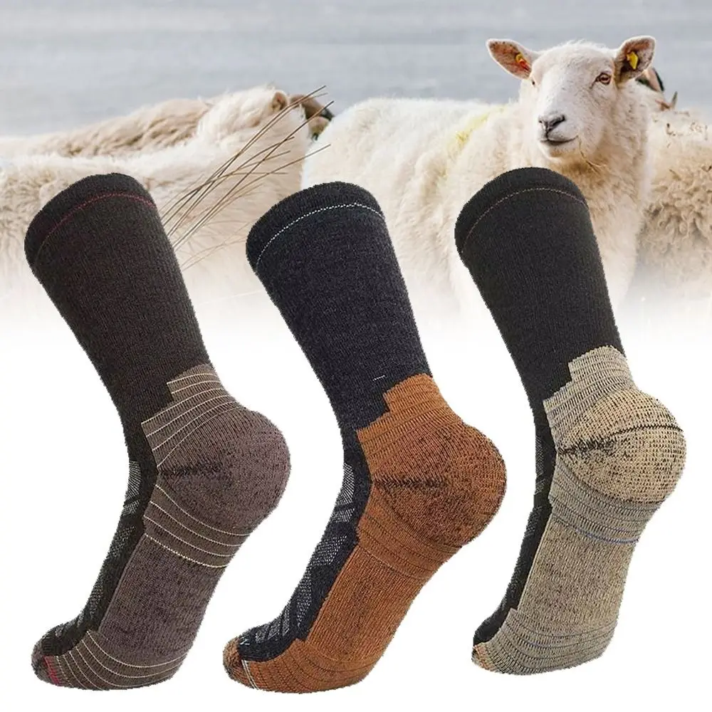 

Модные нечеткие носки из мериносовой шерсти, утолщенные мужские прогулочные теплые носки с защитой от запаха, дышащие зимние теплые носки для мужчин