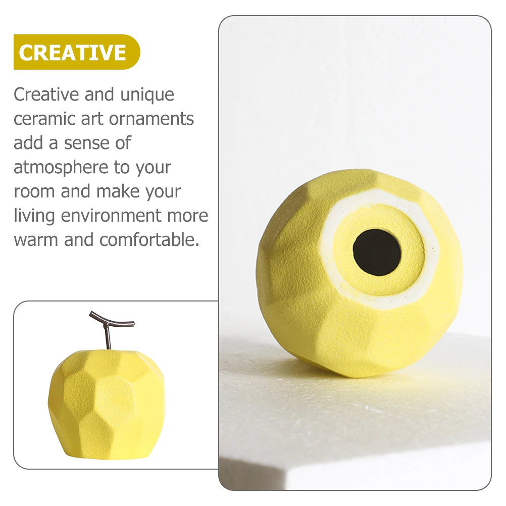 

Ceramic Fruit Sculpture 1Pcs Creative Geometric Art Ornament Bright Decor Desktop Adornment Ceramic Fruit for Home