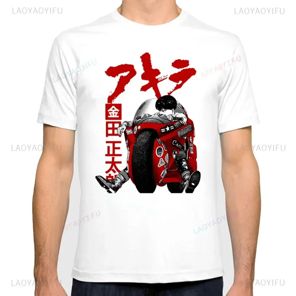 Akira Kaneda Shotaro Cyberpunk Nostalgia Summer Streetwear Anime Motorbike Pattern Men's and Women's O-neck Printed T-shirt