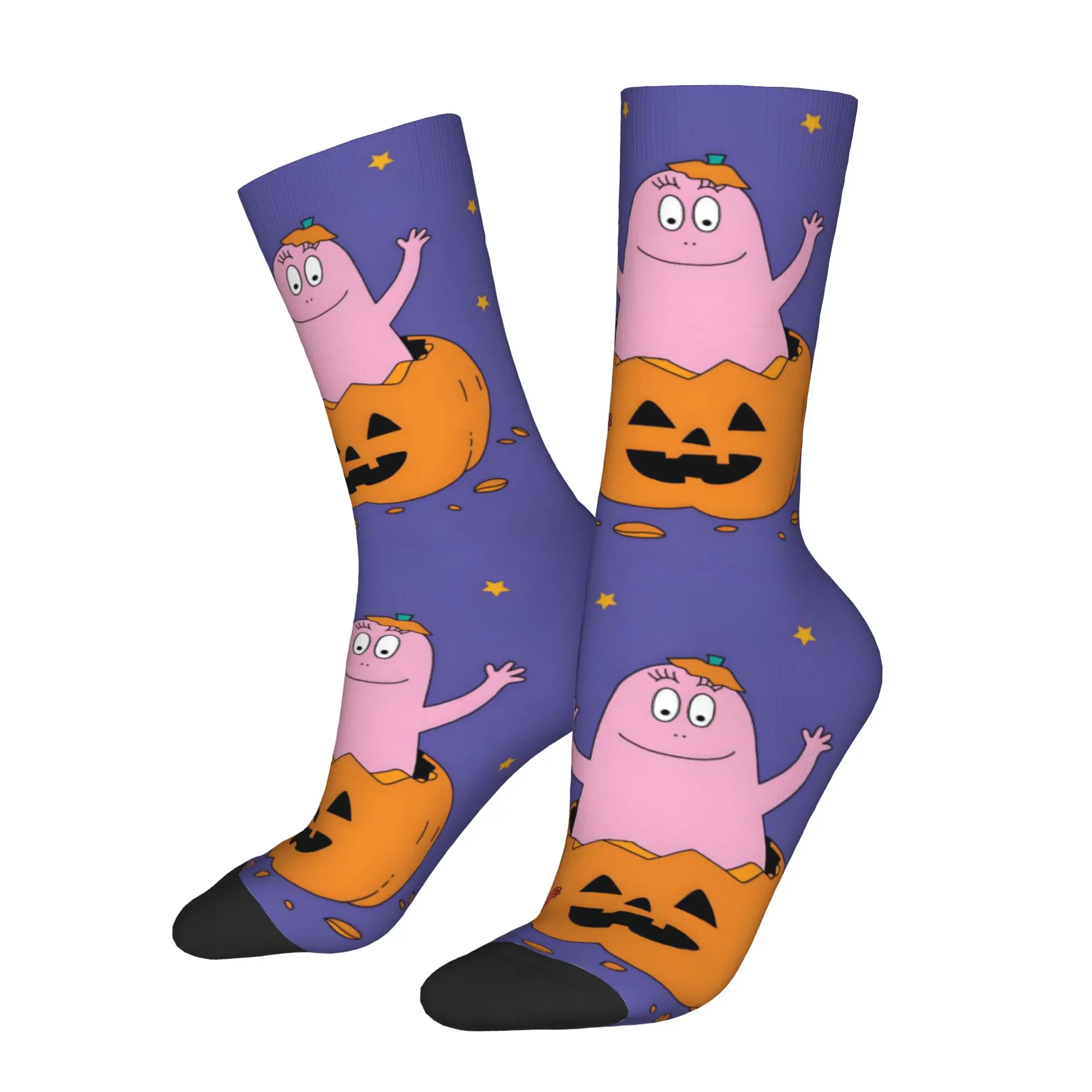 Custom Funny Cartoon Barbapapa Wallpaper Dress Socks Men Women Warm Funny Novelty  Crew Socks