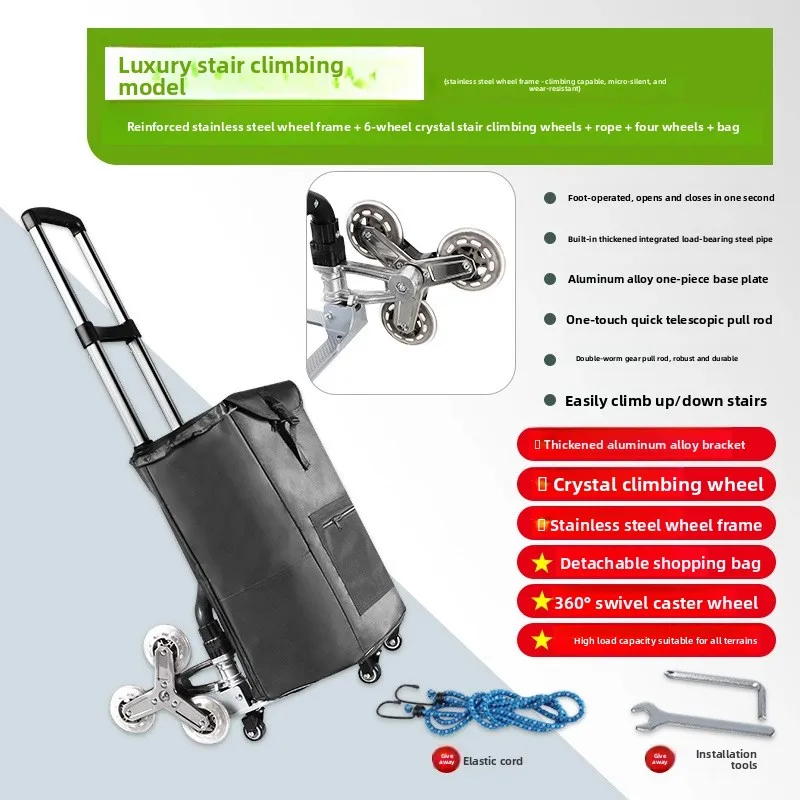 Factory direct sale Durable Climbing stairs, hand pulled cart, luggage trolley, cargo cart, folding small trailer