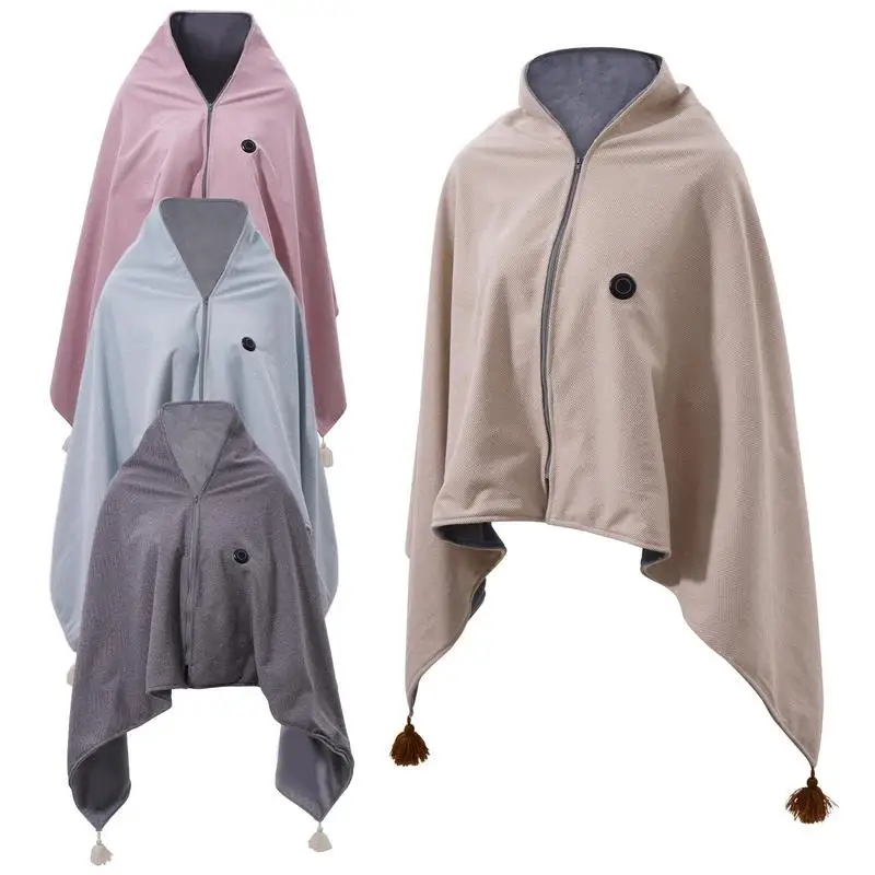 new outdoor USB shawl Electric Heated Blanket 3 Heating Levels plush Heated Mat Portable Wearable Body Warmer Blanket for home