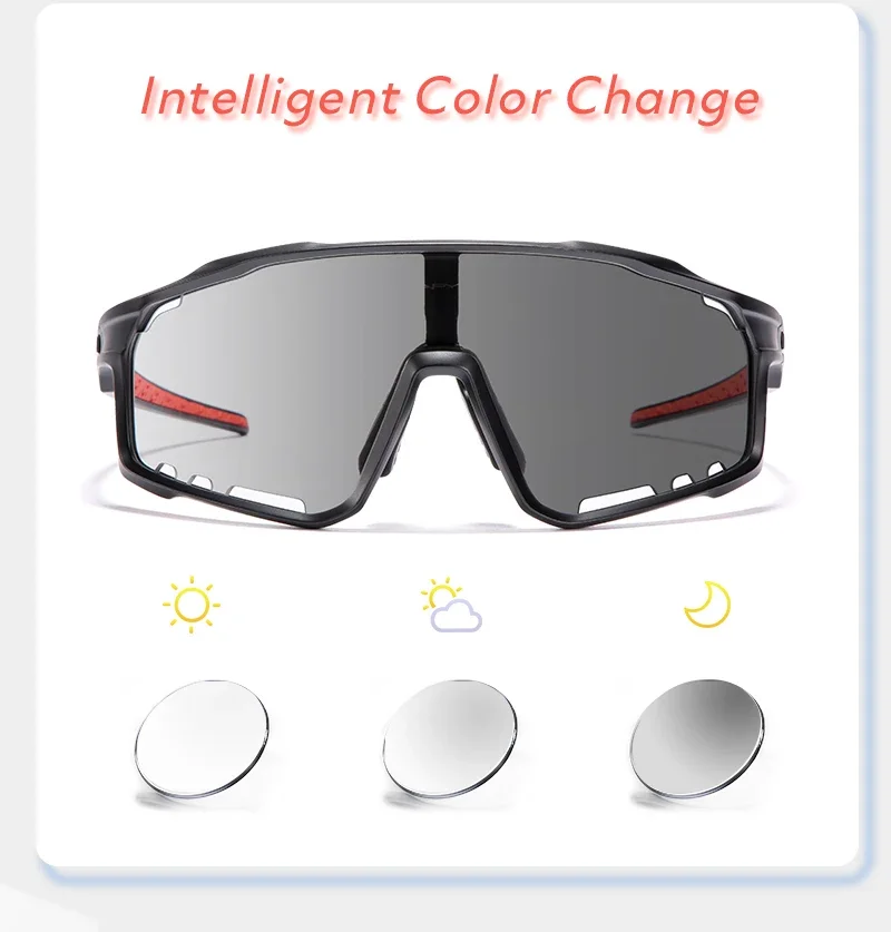 Kapvoe Farbe Photochrome Fahrradbrille MTB Sonnenbrille für Männer Frauen Sport Geschwindigkeit Mountainbike Fahrrad Zyklus Brillen Goggle – Detail 3
